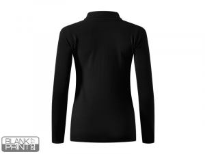 LINDA, ženska pamučna polo majica dugih rukava, crna; šifra artikla: 52.003.10
