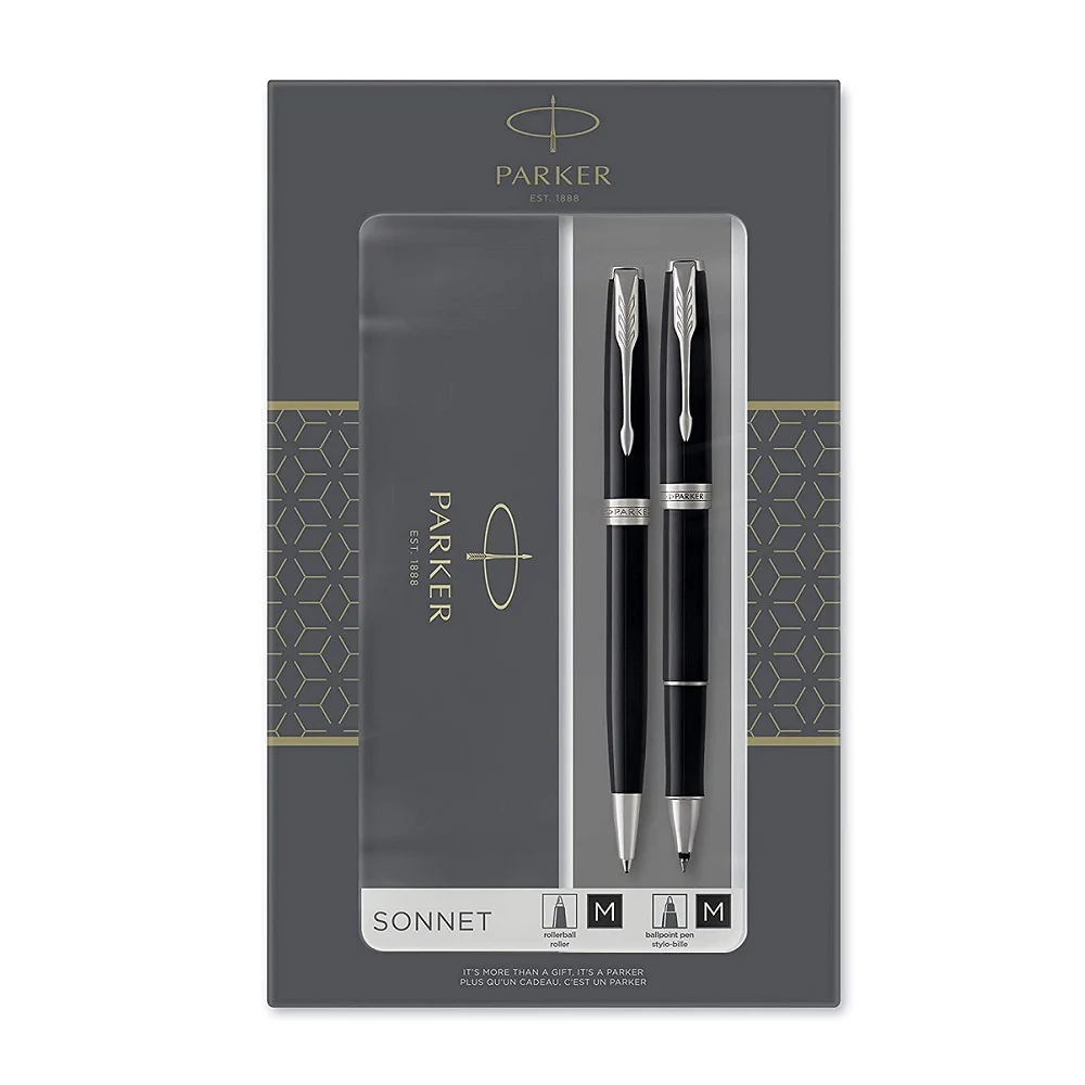 Parker poklon SET Sonet Black CT - Hemijska olovka + Roler