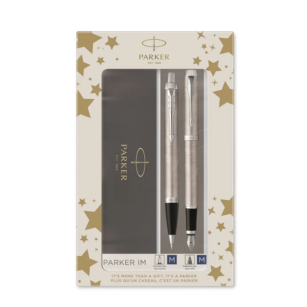 Parker poklon SET IM Stainless Steel CT - Hemijska olovka + Nalivpero