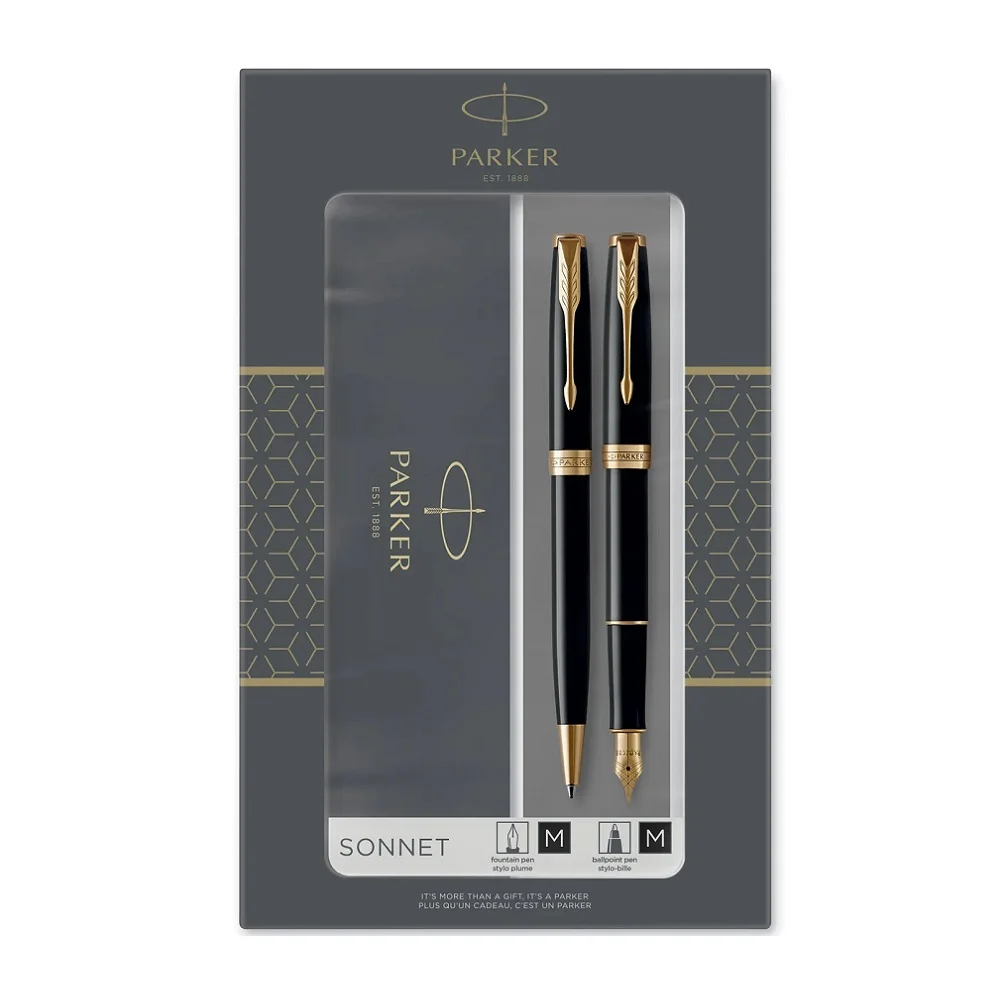 Parker poklon SET Sonet Black GT - Hemijska olovka + Nalivpero