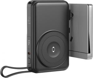 EDISON 10PD 35W, univerzalni putni punjač pomoćna baterija, 10.000 mah, 35w sa magnetom i kablom na izvlačenje, crna; šifra artikla: 38.216.10