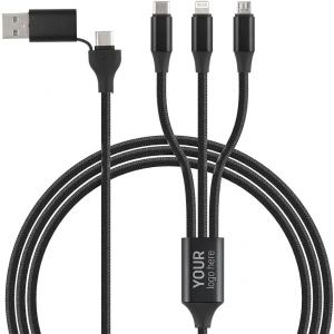 FLET 60W 6IN1, usb type-c kabl za punjenje i prenos podataka, 6 u 1, 60w, crni; šifra artikla: 38.126.10