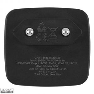 GANT 30W, zidni punjač 30w, crni; šifra artikla: 38.205.10