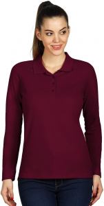 LINDA, ženska pamučna polo majica dugih rukava, 200 g/m2, bordo; šifra artikla: 52.003.33