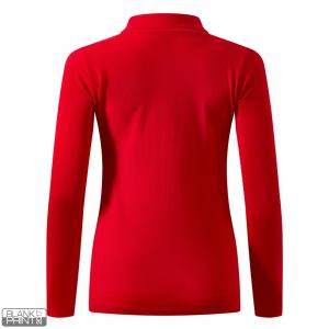 LINDA, ženska pamučna polo majica dugih rukava, 200 g/m2, crvena; šifra artikla: 52.003.30