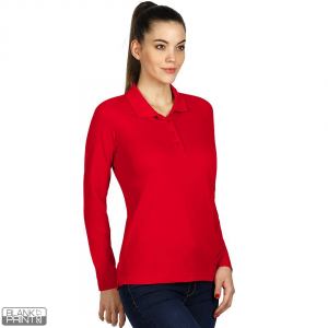 LINDA, ženska pamučna polo majica dugih rukava, crvena; šifra artikla: 52.003.30