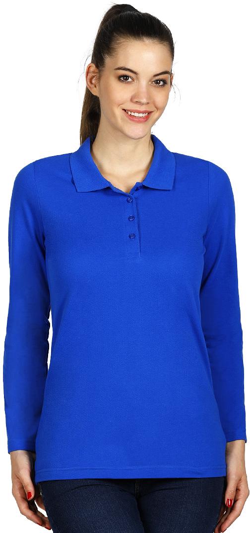 LINDA, ženska pamučna polo majica dugih rukava, rojal plava; šifra artikla: 52.003.23