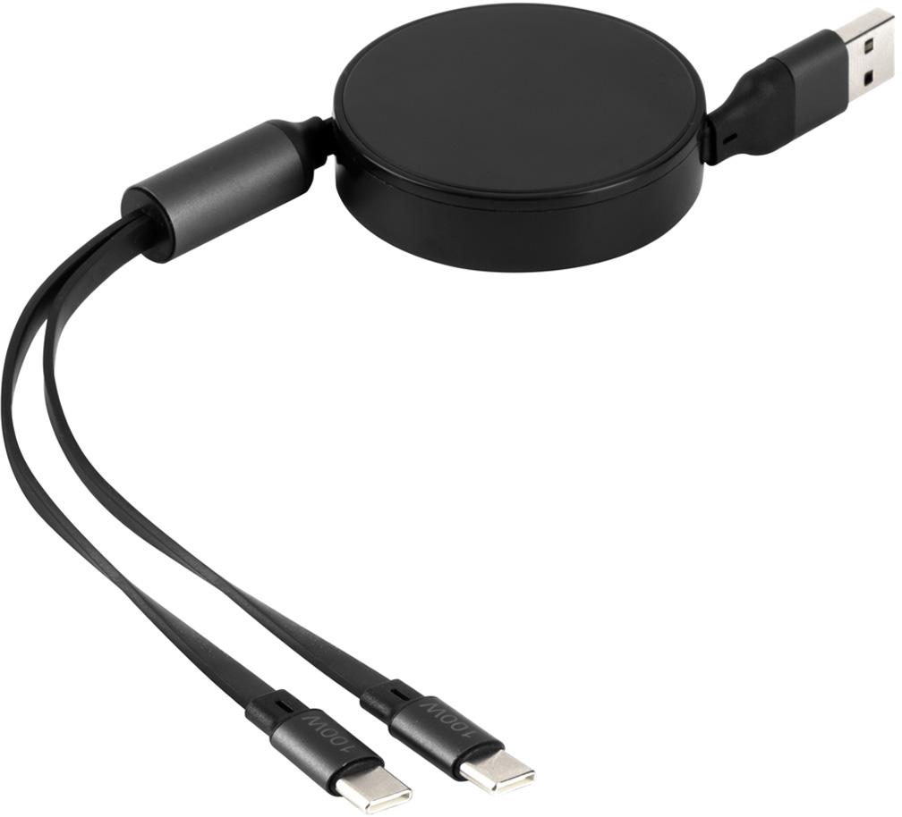 MAX 2IN1, usb type-c kabl za punjenje i prenos podataka, 2 u 1, 100w, crni; šifra artikla: 38.186.10