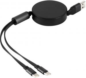 MAX 2IN1, usb type-c kabl za punjenje i prenos podataka, 2 u 1, 100w, crni; šifra artikla: 38.186.10