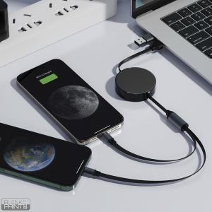 MAX 2IN1, usb type-c kabl za punjenje i prenos podataka, 2 u 1, 100w, crni; šifra artikla: 38.186.10