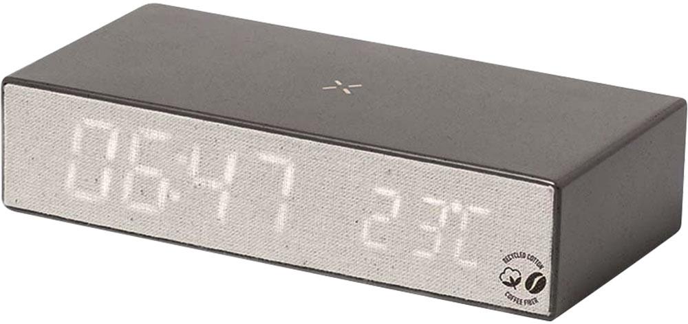 MITTO, digitalni stoni lcd sat sa bežičnim punjenjem, 15w, braon; šifra artikla: 38.091.70