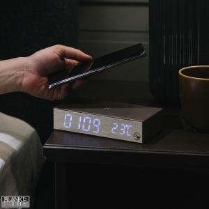MITTO, digitalni stoni lcd sat sa bežičnim punjenjem, 15w, braon; šifra artikla: 38.091.70