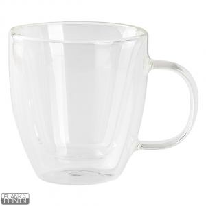 PIGNA MIDI, set od dve staklene šolje sa tacnama za cappuccino sa dvostrukim zidom, 2 x 150 ml, transparentni; šifra artikla: 44.184.91