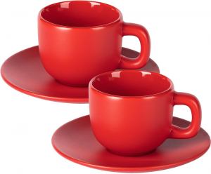TOTEM MINI, set od dve keramičke šolje za espresso sa tacnama, 2 x 85 ml, crveni; šifra artikla: 44.168.30