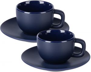 TOTEM, set od dve keramičke šolje za cappuccino sa tacnama, 2 x 200 ml, plavi; šifra artikla: 44.167.20