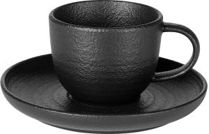 TRIBECA, set od dve keramičke šolje za cappuccino sa tacnama, 2 x 180 ml, crni; šifra artikla: 44.174.10